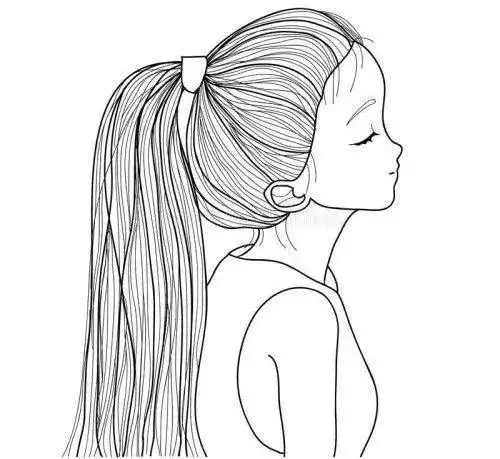 马尾女孩简笔画 马尾女孩简笔画正面没有刘海