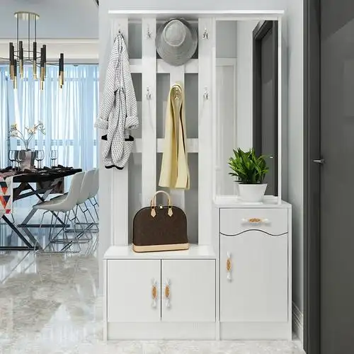 进门衣帽柜鞋柜带挂衣架一体带镜子组合多功能门厅柜客厅玄关隔断