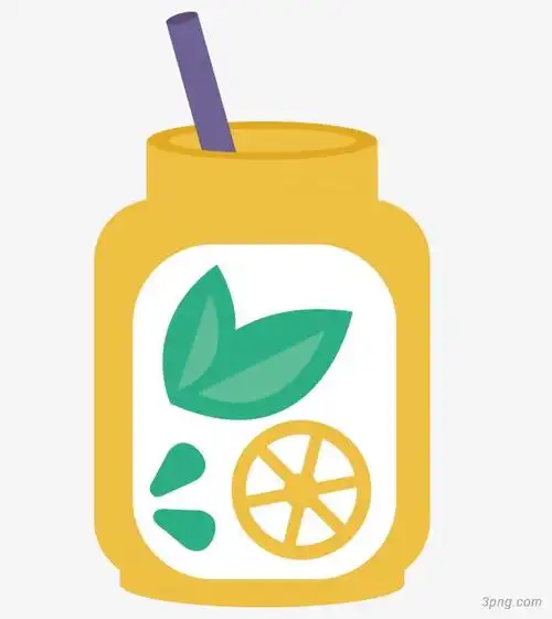 手绘黄色饮料瓶子png素材透明免抠图片卡通手绘