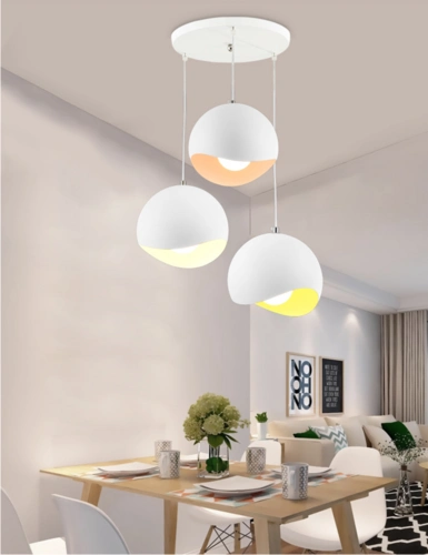 餐厅灯吊灯三头现代简约led饭厅吧台创意个性铁艺北欧吊灯具灯饰-t