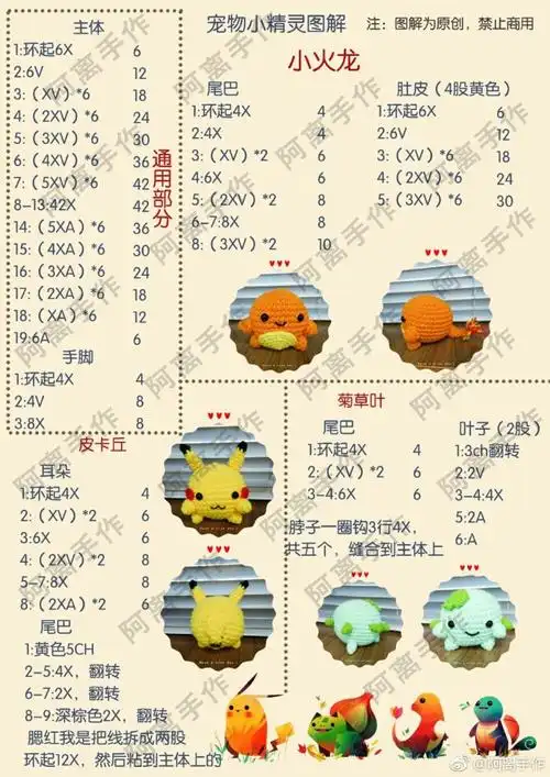 数码宝贝蛋钩针图解