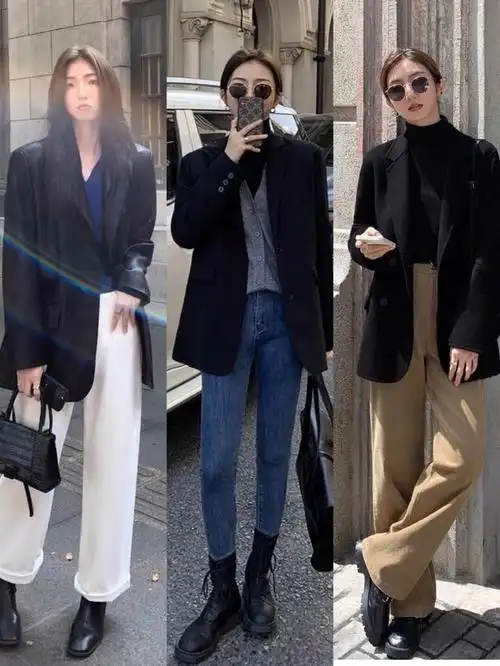 首先,推荐一款毛呢厚实的西装外套.