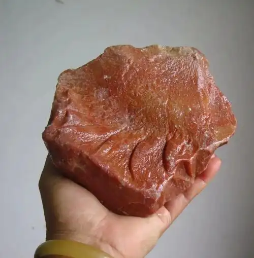 寿山石天然浙江红原石叶腊石毛料雕刻原石观赏石特摆件料重量1.