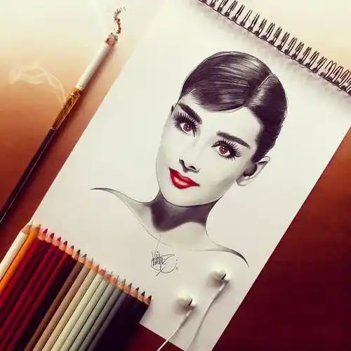 彩铅手绘奥黛丽赫本
