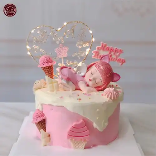 网红儿童生日鲜奶水果蛋糕周岁100天可爱安妮公主上海市同城派送