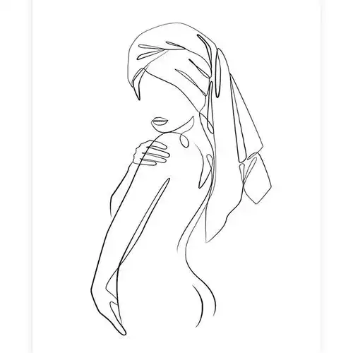 深圳工厂抽象线条女人帆布画芯 喷绘情侣相吻黑白极简客厅装饰画