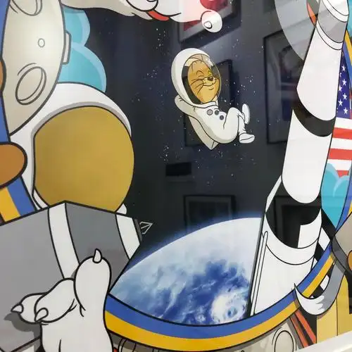 broos版画阿波罗11号猫和老鼠装饰画tomandjerry宇航员挂画chaoho现代