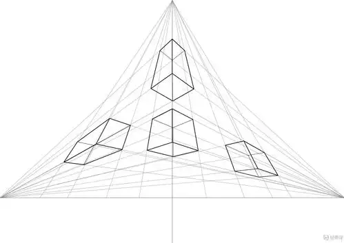 临摹三点透视方块—美术基础三点透视的练习
