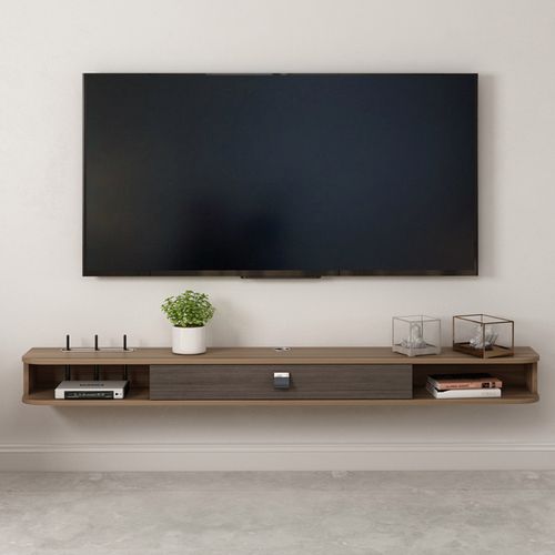 极简现代简约壁挂电视柜小户型1米吊柜墙上机顶盒置物架实木壁柜