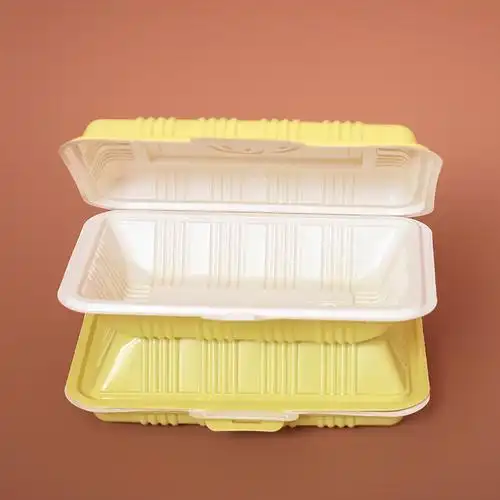 一次性饭盒黄焖鸡米饭打包盒黄白方形塑料连体炒饭外卖烧考快餐盒300