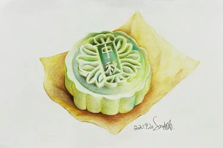 中秋佳节,来个月饼呀#彩铅画  #临摹