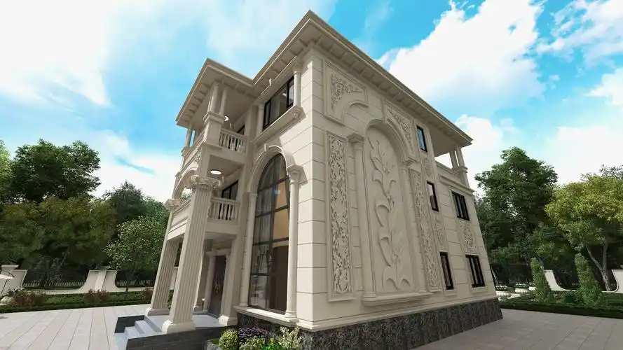 外墙浮雕是一种新型的背景墙,用它来装饰别墅外立面可以起到画龙点睛