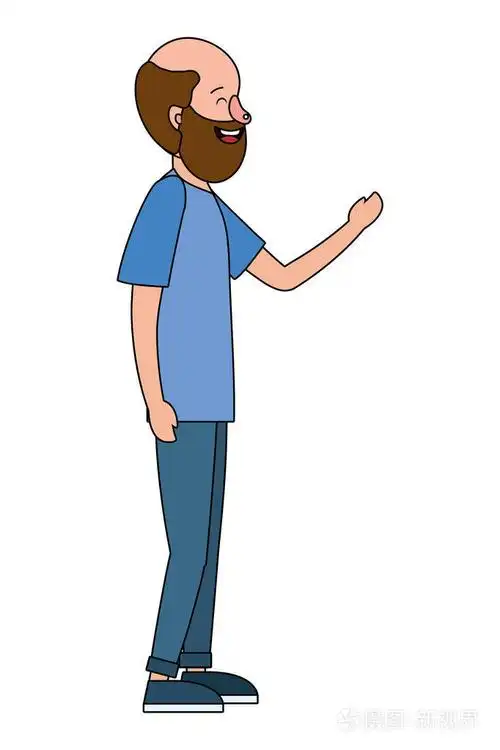 人体左手举起卡通矢量插图平面设计