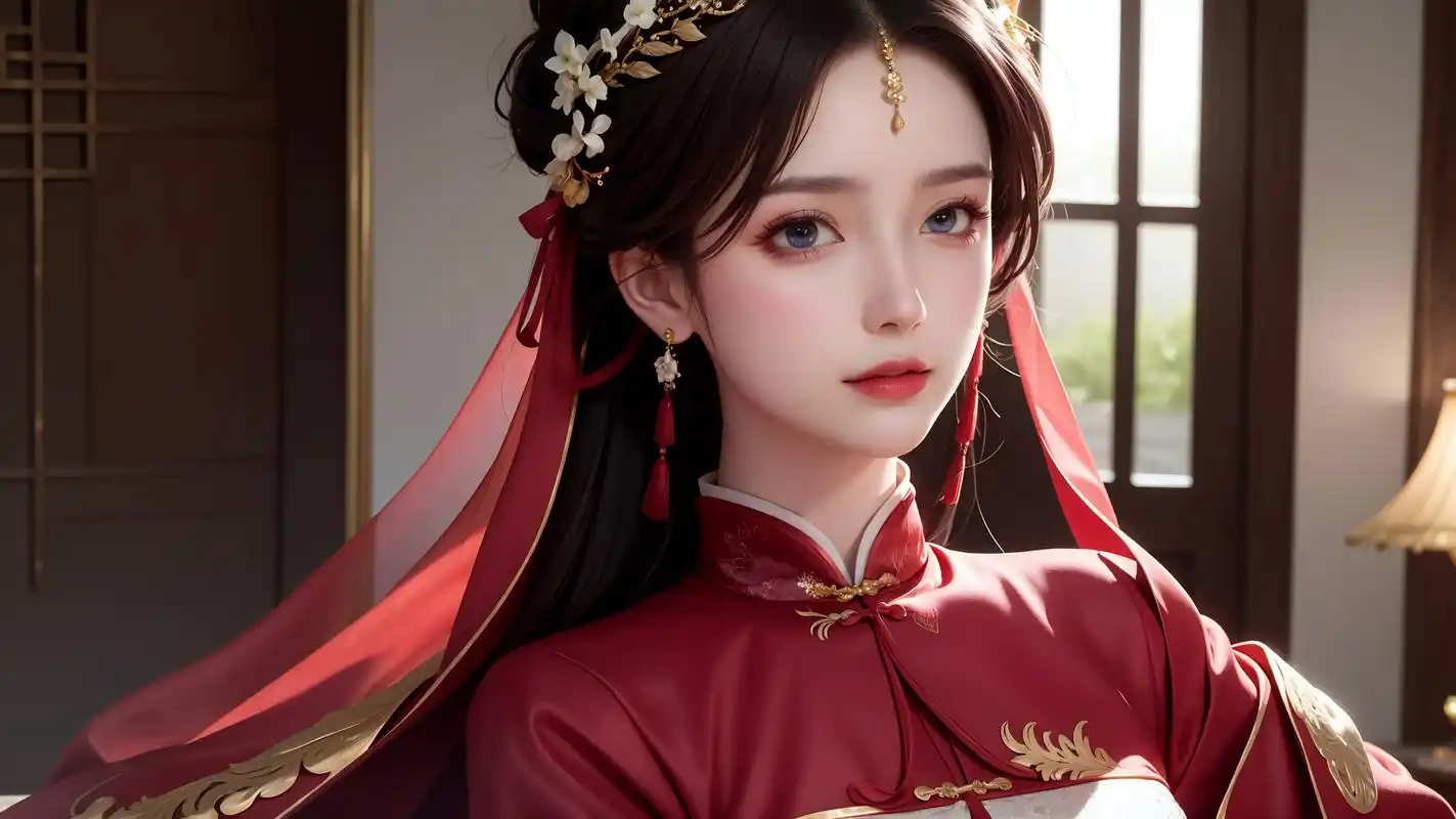 ai绘画 中式婚纱横屏