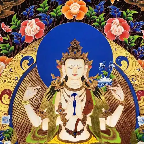 唐卡四臂观音