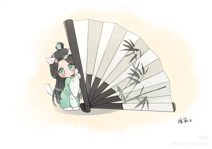 清秋猫猫_人渣反派自救系统沈清秋平涂q版绘画作品