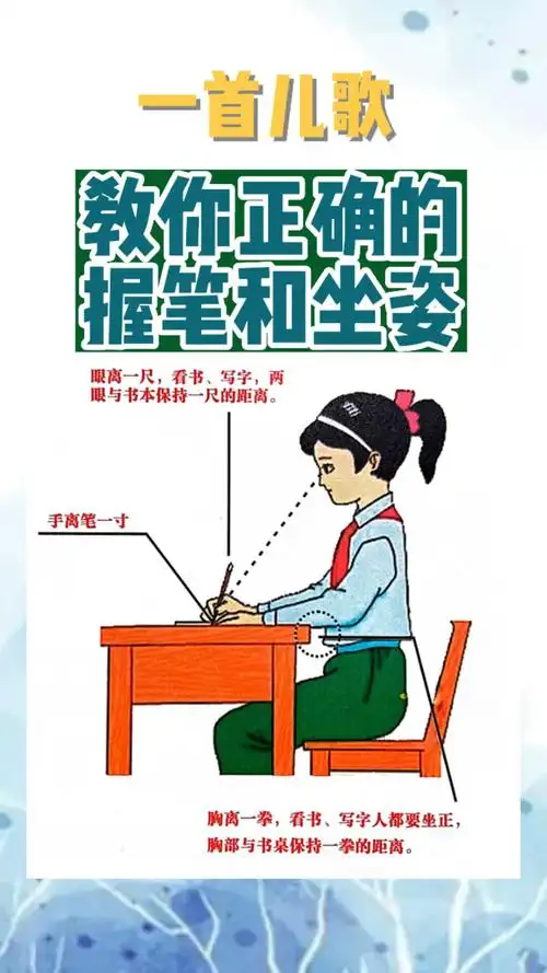 儿歌  #正姿  #正确握笔姿势  #正确坐姿 #前书法