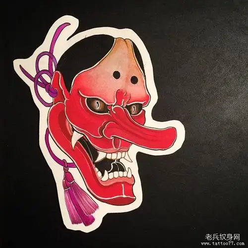 彩色般若纹身手稿图案