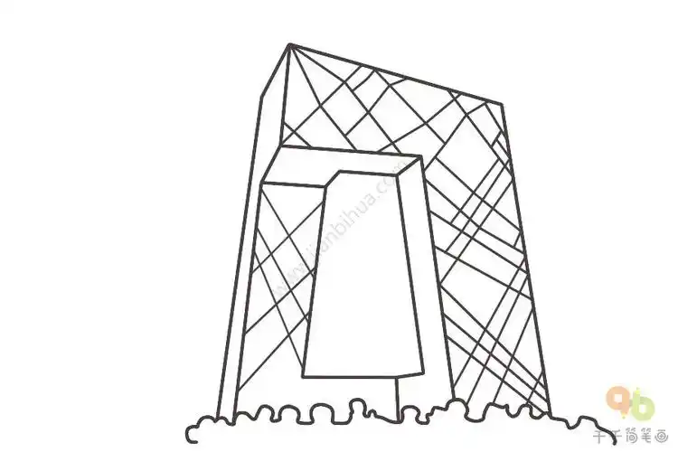 央视大楼简笔画步骤图_北京简笔画