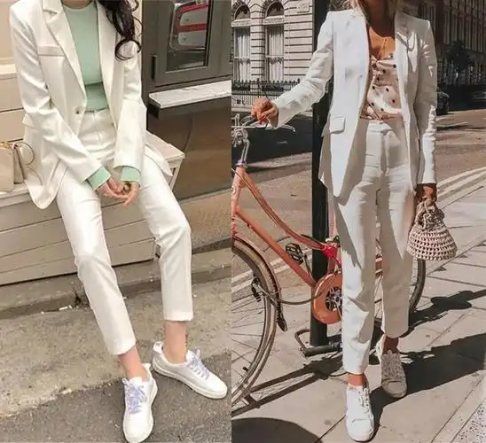 白色有一种性能,就是很显白,所以就为小仙女带来白色西装套装,配上