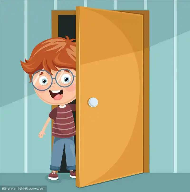 孩子在开门