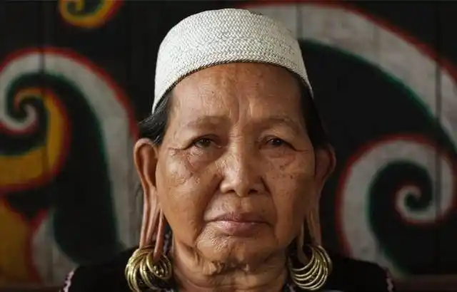 在这里耳垂长才算美,所以女人会将耳垂拉伸到极限