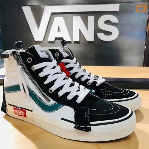 vanssk8解构黑灰黑绿蓝色经典男女女款高帮帆帆布鞋