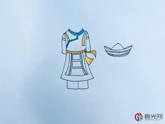 土家族服饰简笔画56个民族卡通简笔画彩色版土族土族民族服饰简笔画