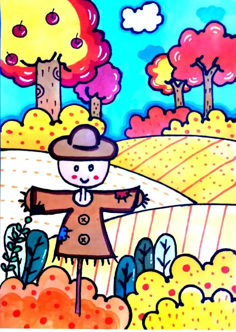 秋天主题儿童简笔画.秋天主题儿童画,丰收的季节 #秋天 #秋 - 抖音