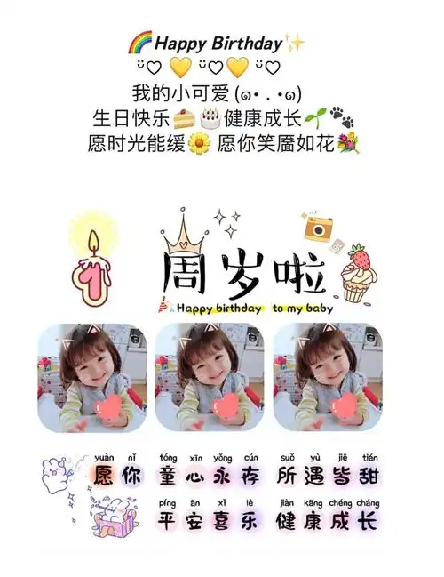 生日快乐文案宝宝周岁生日19周岁九宫格
