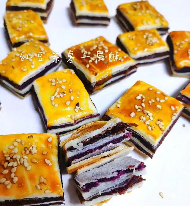 牛奶自制黄油红豆千层酥#纯手工制作美食 #动手自己做美食  - 抖音