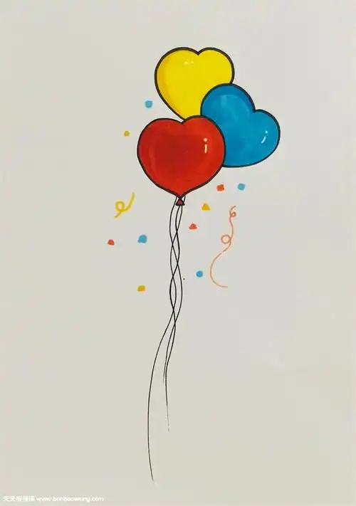 爱心气球怎么画