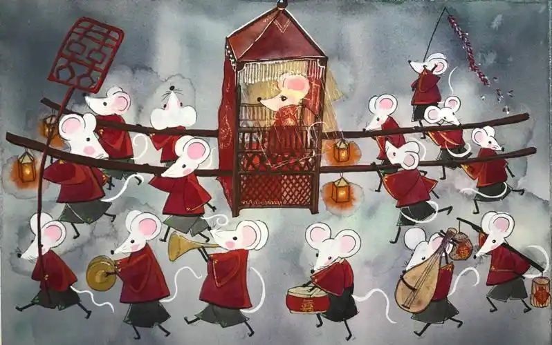 绘本插画,老鼠嫁女