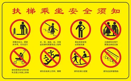 扶梯乘坐安全须知安全禁止标志