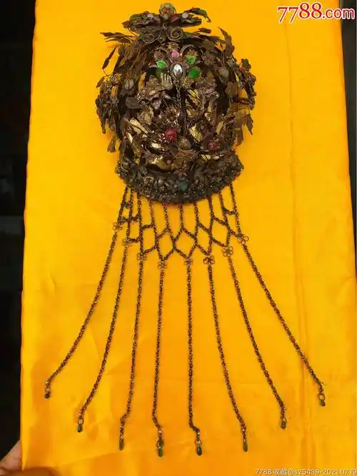 清代银鎏金凤冠