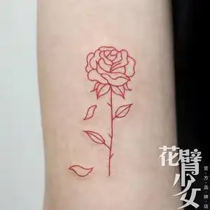 纹身贴玫瑰花线条