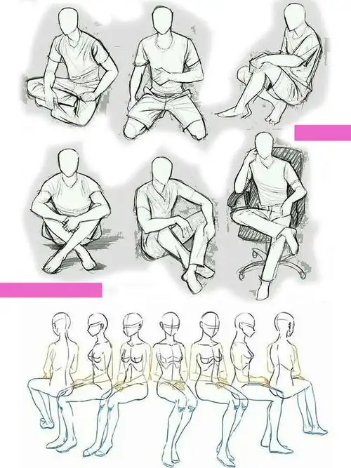 各种人坐姿的画法
