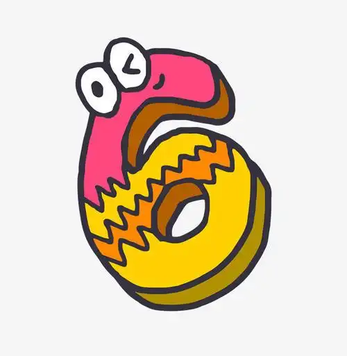 卡通手绘虫子可爱数字6