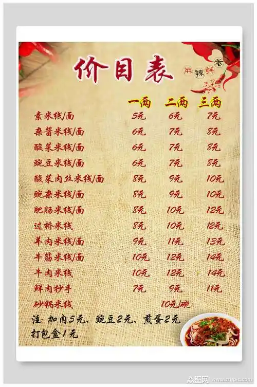 中国风面馆店价格表海报模板下载-编号1923893-众图网