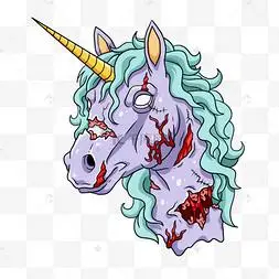 僵尸独角兽恐怖紫色