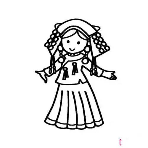 哈尼族少女简笔画