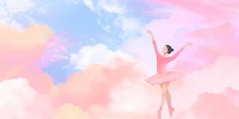 粉色浪漫梦幻云彩跳舞舞蹈女孩艺术节培训教育展板背景舞蹈舞舞蹈背景