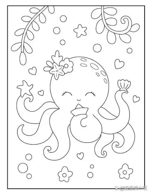 可爱的章鱼涂色画来了