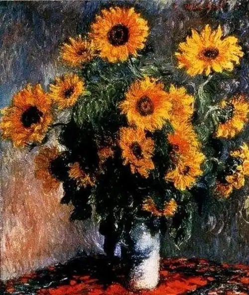 梵高画的向日葵,莫奈画的向日葵丶雨薇画的向日葵