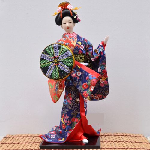 裳淇 16寸日本人形绢人和服娃娃人偶摆件艺歌舞居酒屋装饰摆件礼品
