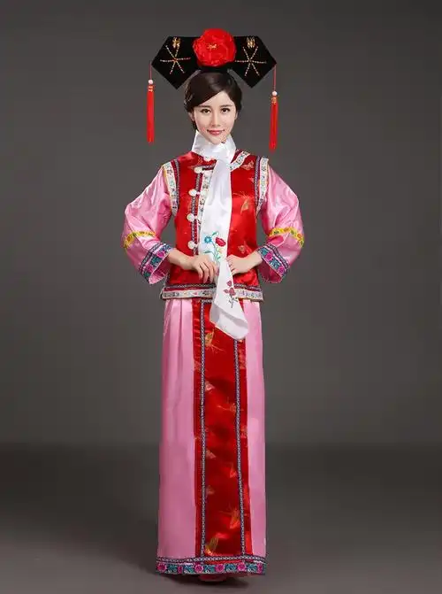 伊必圣 清朝服装女宫廷古装还珠格格甄嬛传宫表演服满族旗服演出服 玫