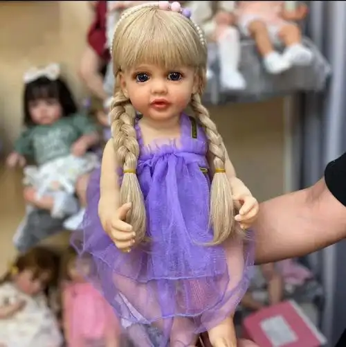 迷你重生娃娃婴儿软胶硅胶可洗澡全胶洋娃娃儿童女孩npk55cm 小柠檬