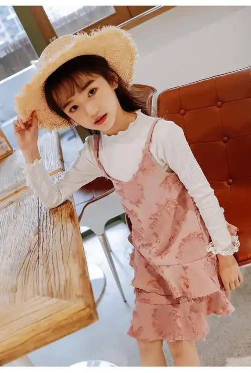 女童春装2019新款韩版时髦童装大童洋气套装裙儿童春秋休闲两件套