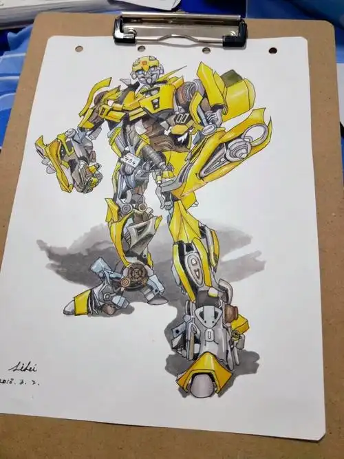 变形金刚 大黄蜂马克笔手绘