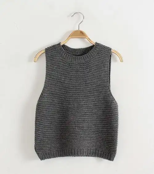 学院风修身短款毛线针织背心